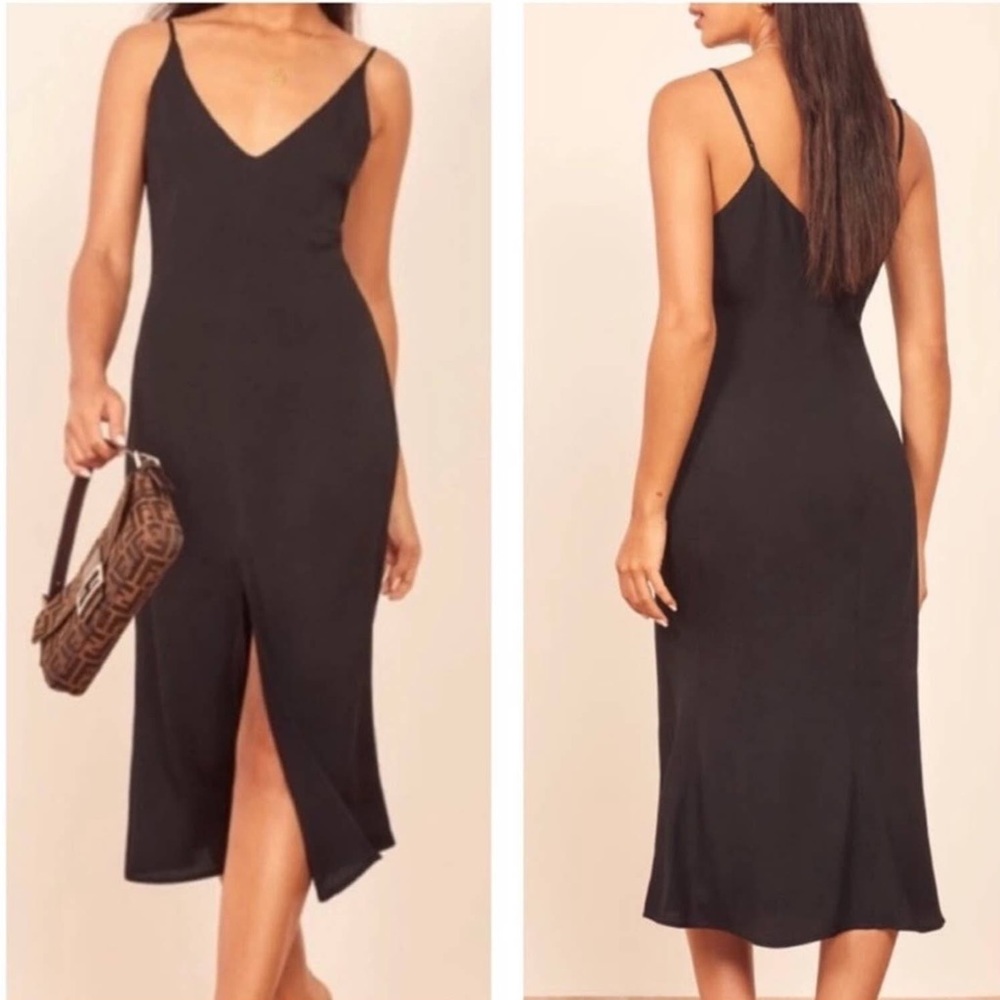 Reformation Bates midi dress in black sz 4